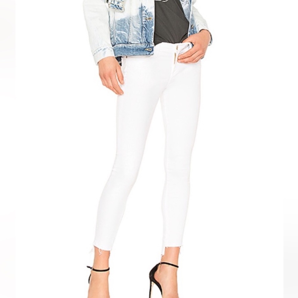 Frame Skinny de Jeanne Step Hem Jeans Blanc Size 26